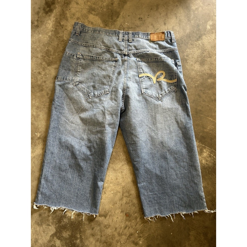 Vntg Roca Wear Cut Off Jeans Baggy Hip Hop Y2K Mens 40x22 Blue Denim‎ Straight